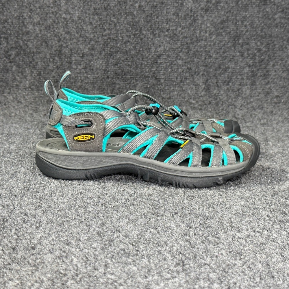 Keen Whisper Sandals Women's 7 Grey Turquoise Athletic Outdoor Hiking Water Shoe